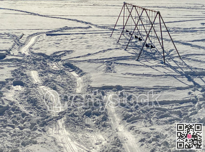 Kids playground in snow on winter season in Canada