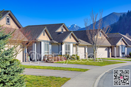 Nice residential houses on bright winter day in British Columbia, Canada