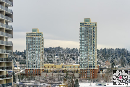 Winter urban cityscape with high-rise buildings in Vancouver, Canada