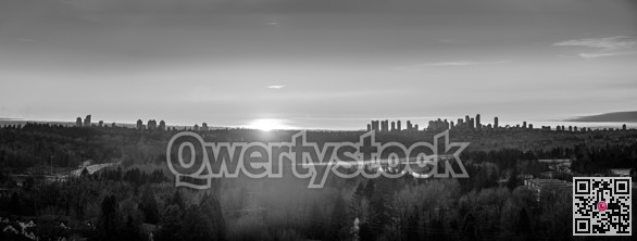 Panoramic view of urban sityscape on sunset hour