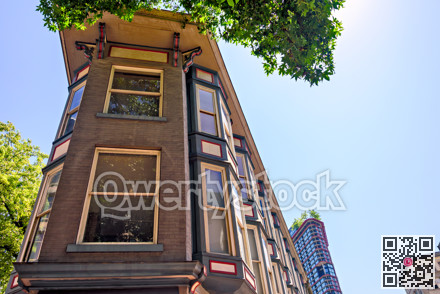 Small flatiron building in downtown of Vancouver, British Columbia